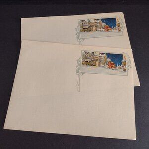 Vintage Set Of Litho Lithograph GLCO Stationery Letter Paper Christmas Horses